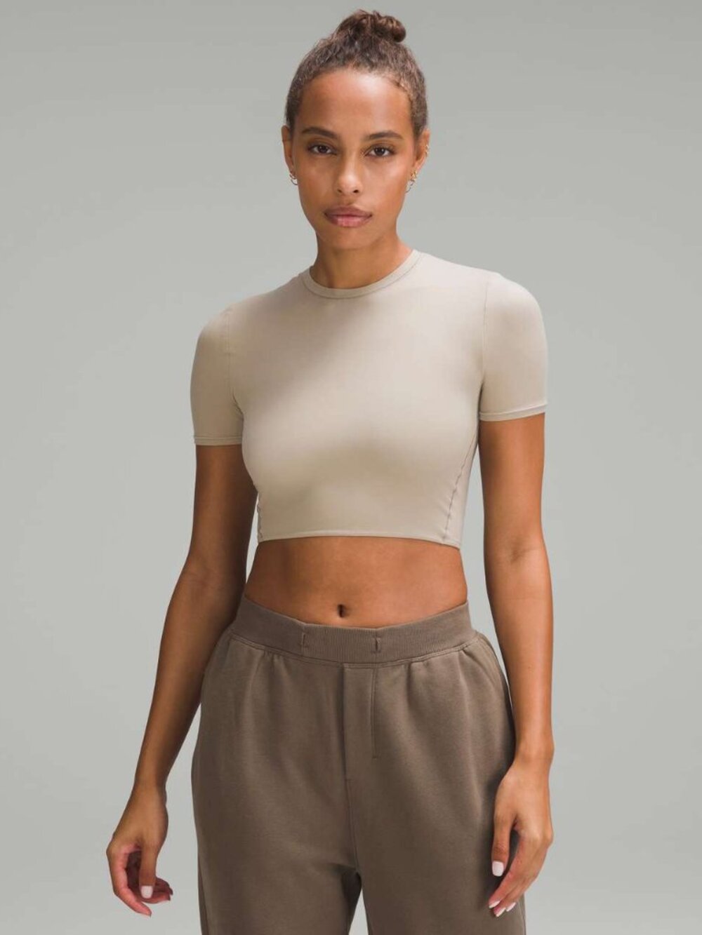 Lululemon Women's Wundermost Ultra-Soft Nulu Crewneck Cropped T-Shirt - Tan